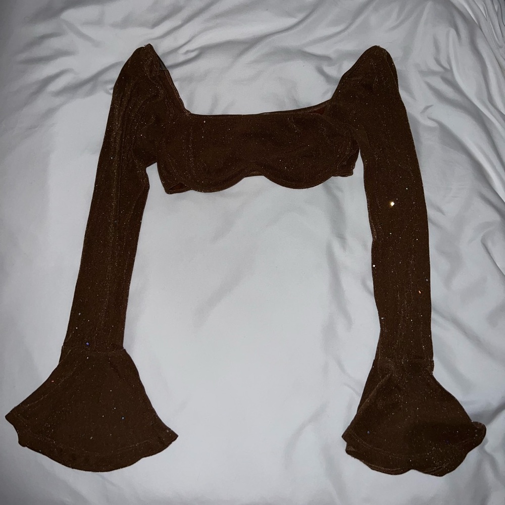 Princess polly DEVIN LONG SLEEVE TOP BROWN size 4